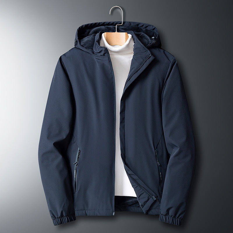 Herren Leichte Softshelljacke mit Microfleece-Futter, Kapuze und verdeckten Reißverschlusstaschen – Taviero
