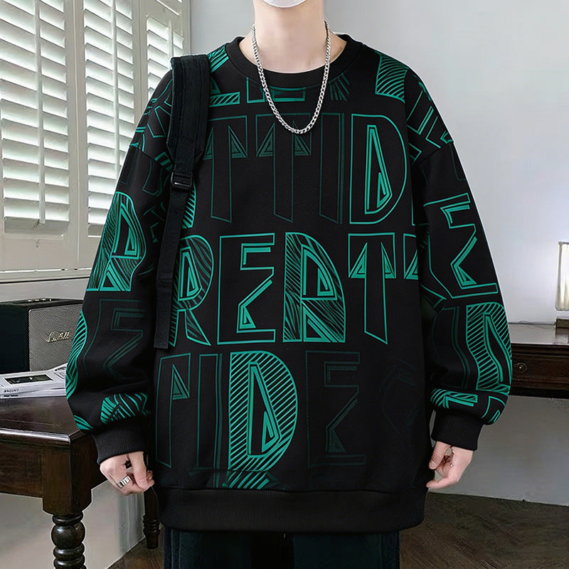Herren Oversized-Sweatshirt mit großflächigem Lettering-Print und geripptem Saum Echo Archiv