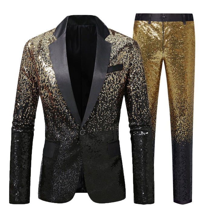 Herren Glamouröser Pailletten-Anzug mit schimmerndem Design und elegantem Schnitt Echoarchiv
