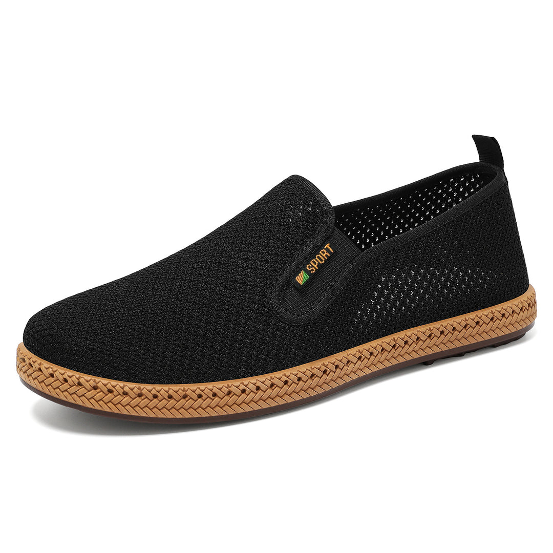 Herren nan atmungsaktiver Strick-Slip-On Loafer mit elastischem Einstieg, geflochtener Dekor-Sohle und gepolstertem Komfortfußbett Echo Archiv