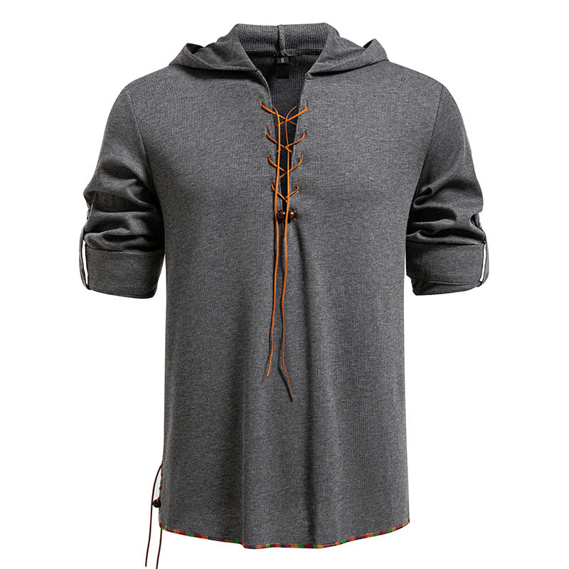 Herren lässiges Hoodie mit dekorativer Schnürung Echoarchiv