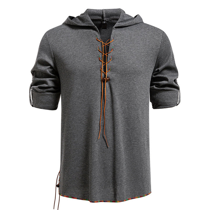 Herren lässiges Hoodie mit dekorativer Schnürung Echoarchiv