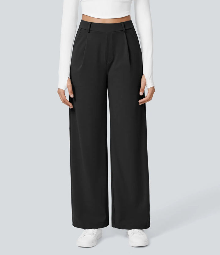 Damen Weite High‑Waist Palazzo‑Hose mit Bundfalten und Eingrifftaschen Echo Archiv
