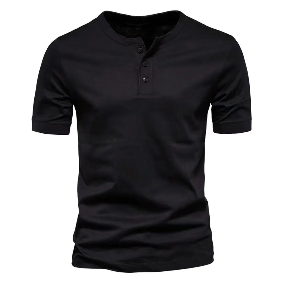 Herren Kurzarm Henley T-Shirt mit Knopfleiste aus weichem Baumwollmix Echoarchiv