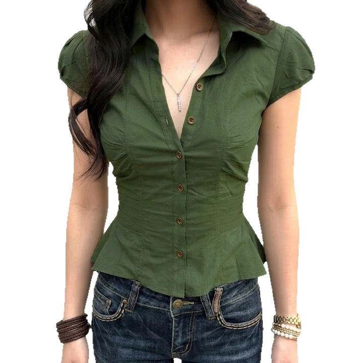 Damen elegante Bluse mit Puffärmeln und Taillierung Echo Archiv