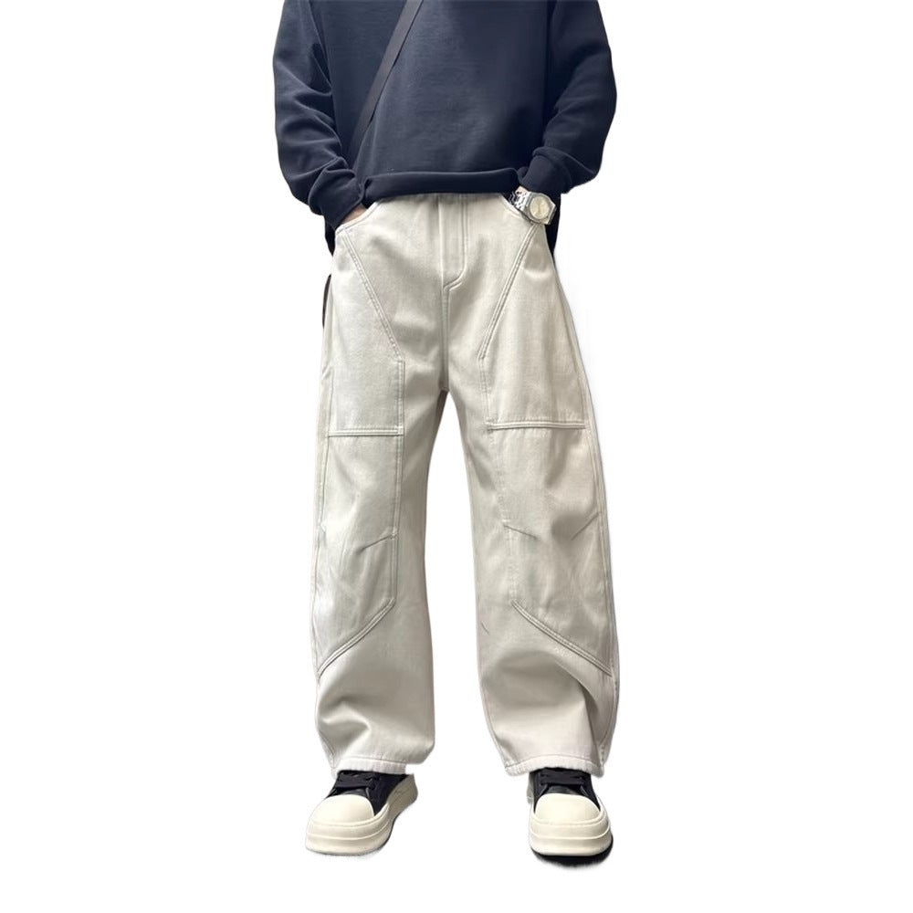 Herren Weite Cargo-Hose im Baggy-Stil mit Knieverstärkung und aufgesetzten Taschen – Bravaro