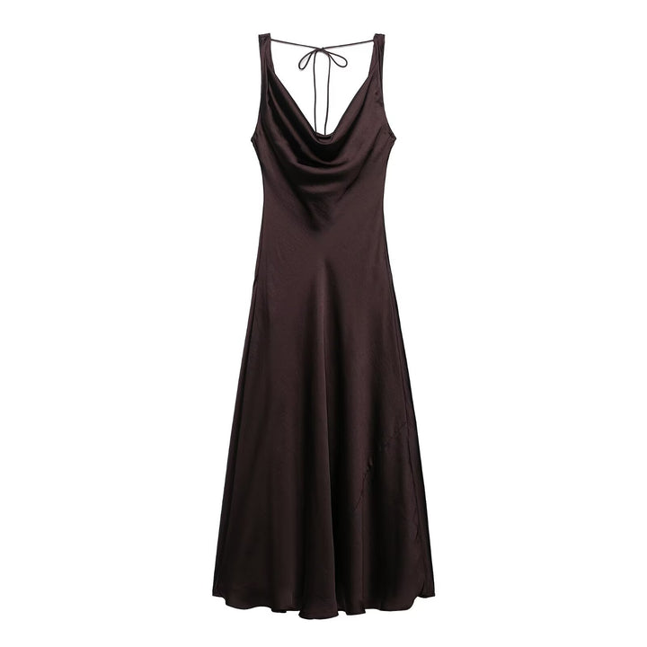 Damen elegantes Satin-Nachtkleid mit schmalen Spaghettiträgern und fließendem Schnitt Echo Archiv