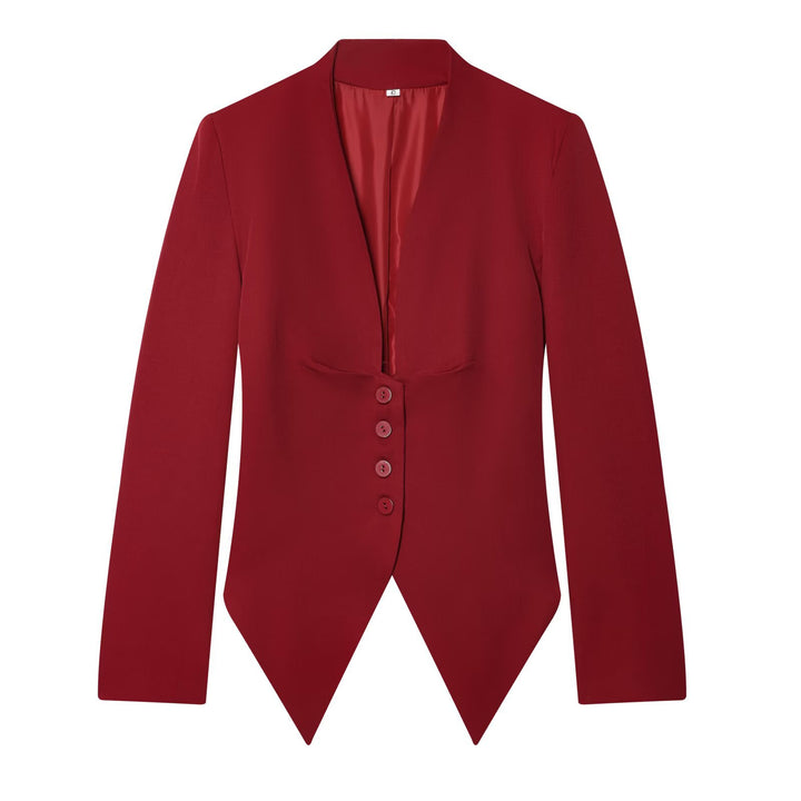Damen Taillierter Cropped-Blazer mit spitzem Zipfelsaum und tiefem V-Ausschnitt Echo Archiv