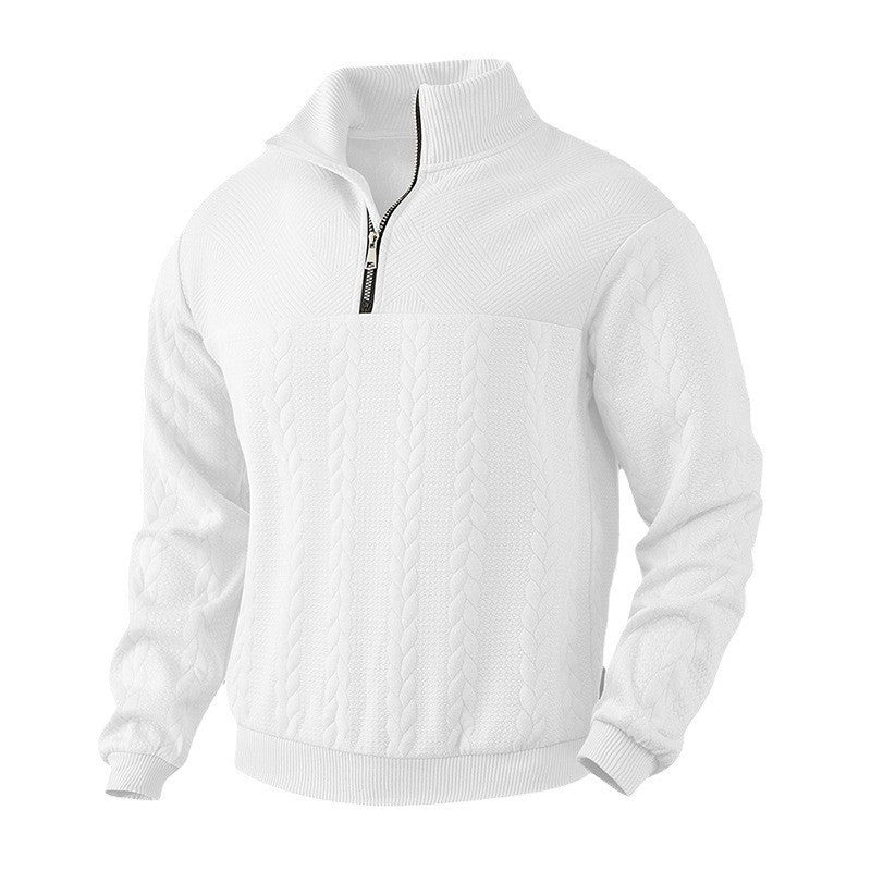 Herren sportlicher Strickpullover mit Reißverschluss und strukturierter Oberfläche Echoarchiv
