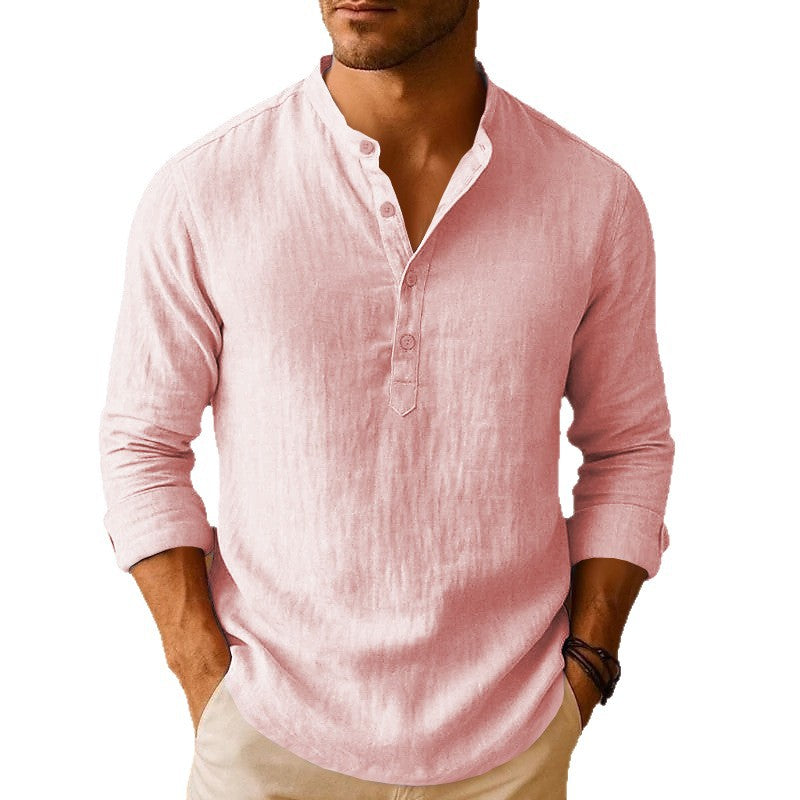 Herren elegantes Hemd mit Stehkragen und Knopfdetails Echoarchiv