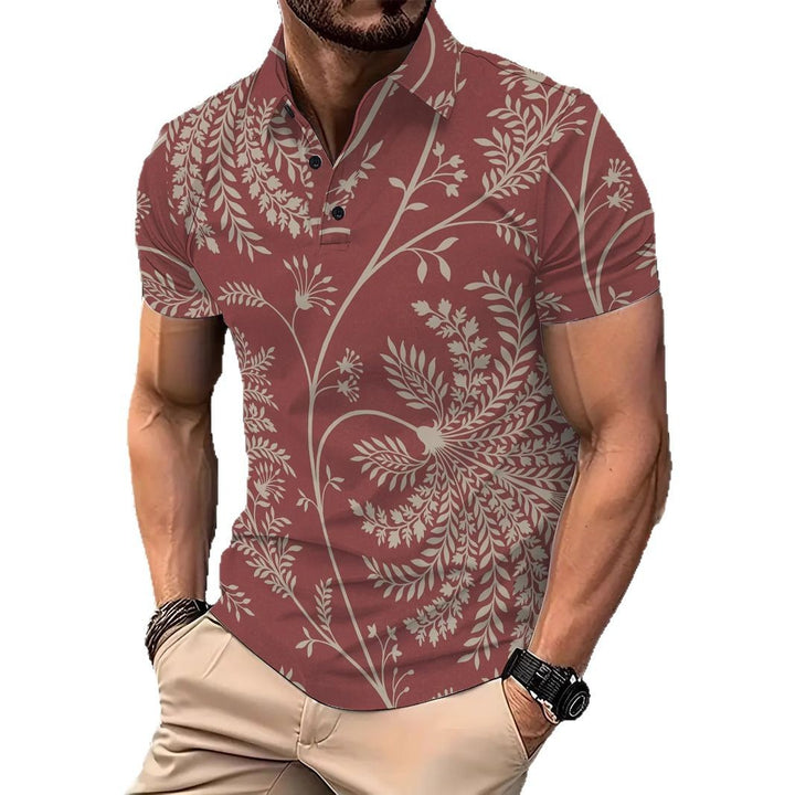 Herren Poloshirt mit floralem Druck und modernem Schnitt Echoarchiv