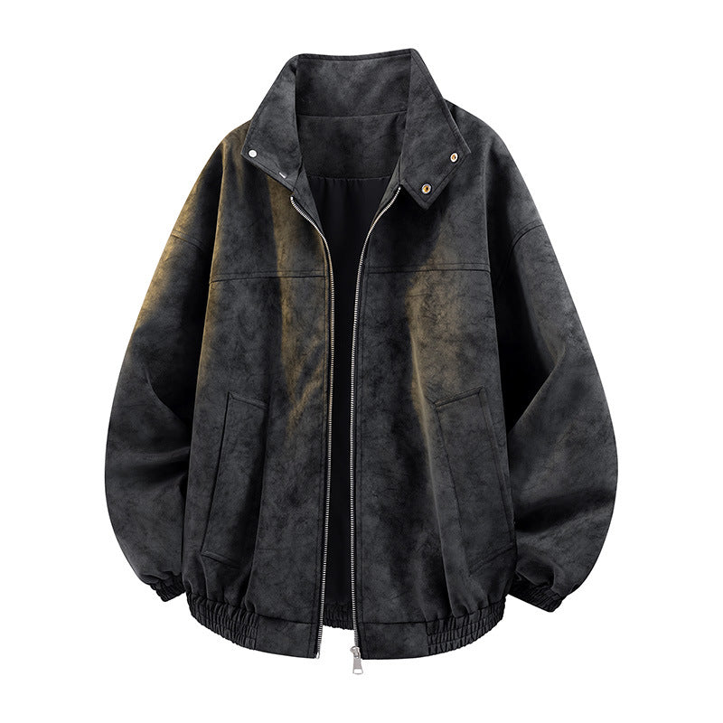 Herren lässige übergroße Jacke mit hohem Kragen und elastischem Bund Echoarchiv