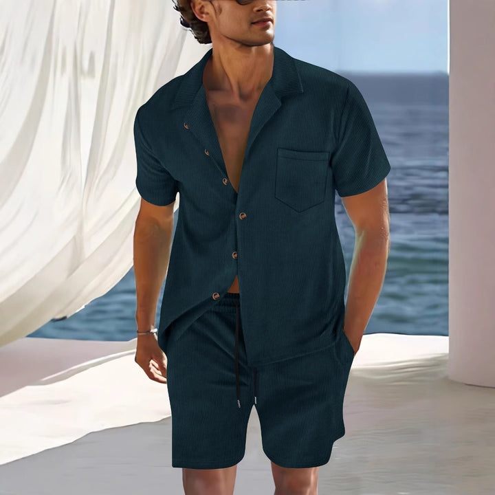 Herren lässiges Kurzarmhemd mit passenden Shorts Echoarchiv