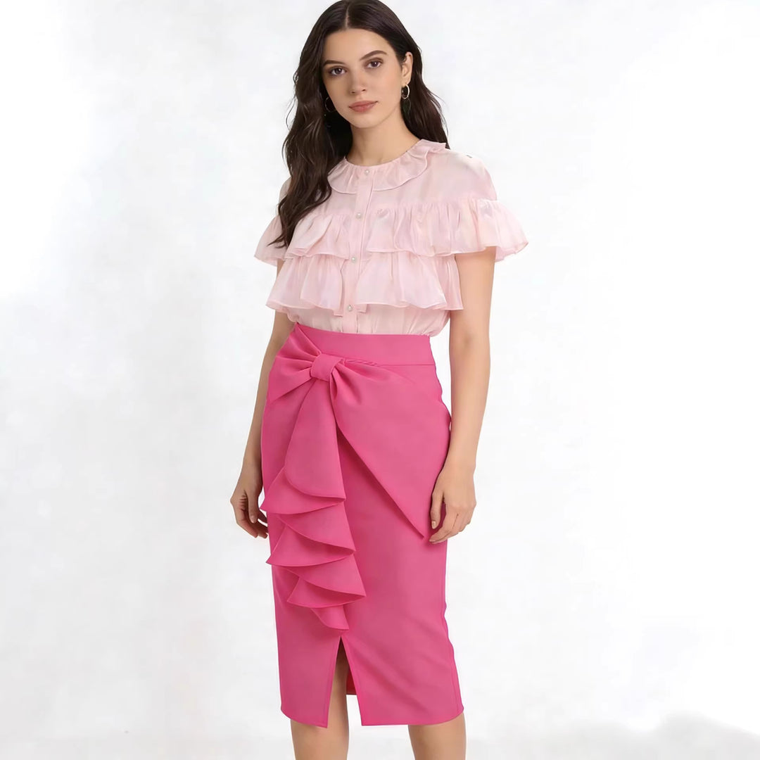 Damen Figurbetonter Midi-Rock mit elegantem Schleifendetail Echo Archiv