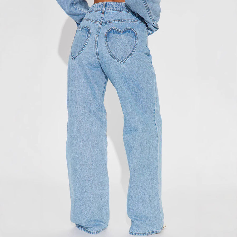 Damen nan hochgeschnittene Weitbein-Jeans mit taillierendem Bund, klassischem Five‑Pocket‑Schnitt und fließendem Bein Echo Archiv