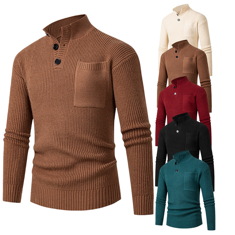 Herren Hochwertiger Pullover mit Modalmuster und Brusttasche Echoarchiv