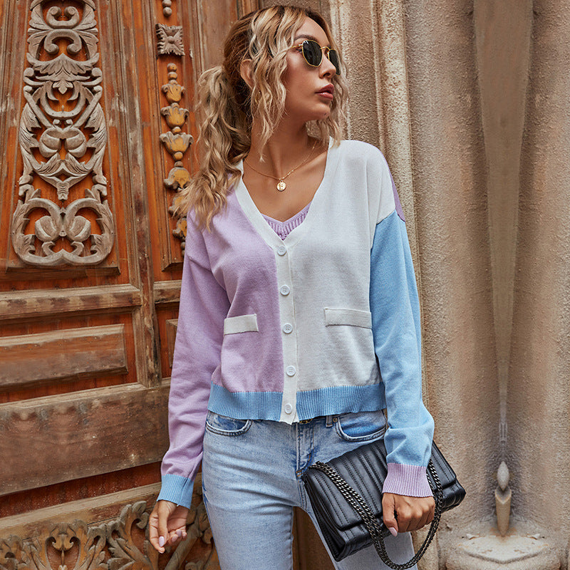 Damen Modischer Cardigan mit Farbblock-Design Echo Archiv