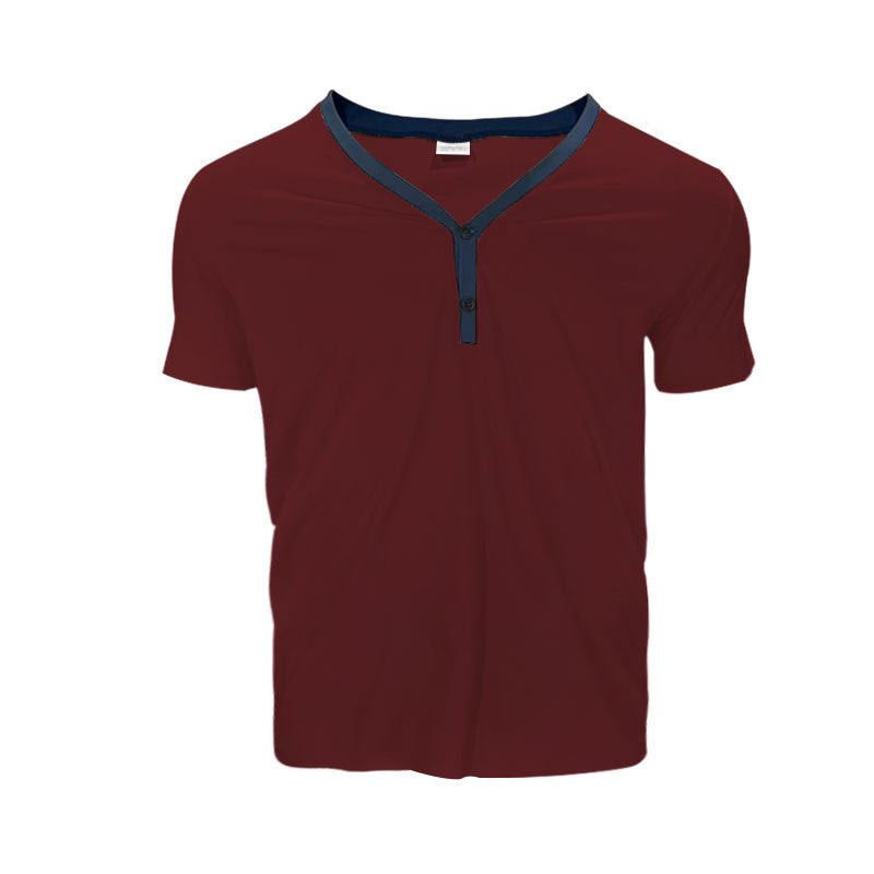 Herren Kurzarmshirt mit modernem V-Ausschnitt und Knopfleiste Echoarchiv