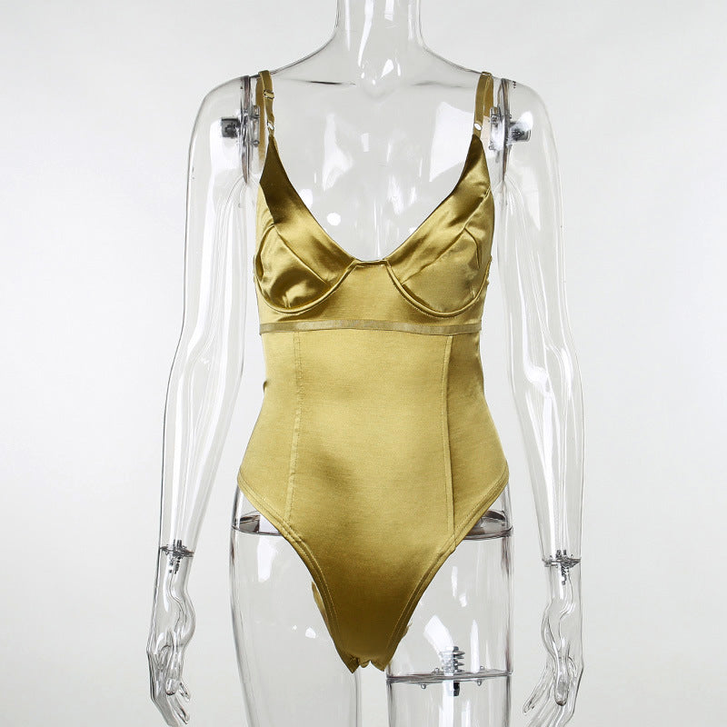 Damen Satin-Bustier-Top mit tiefem V-Ausschnitt und eleganter Passform Echo Archiv
