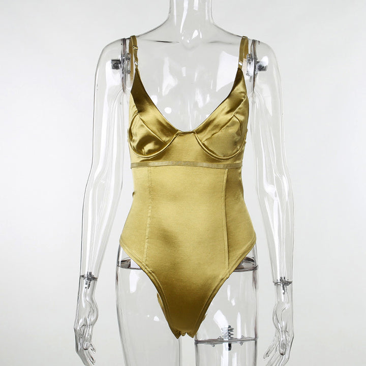 Damen Satin-Bustier-Top mit tiefem V-Ausschnitt und eleganter Passform Echo Archiv