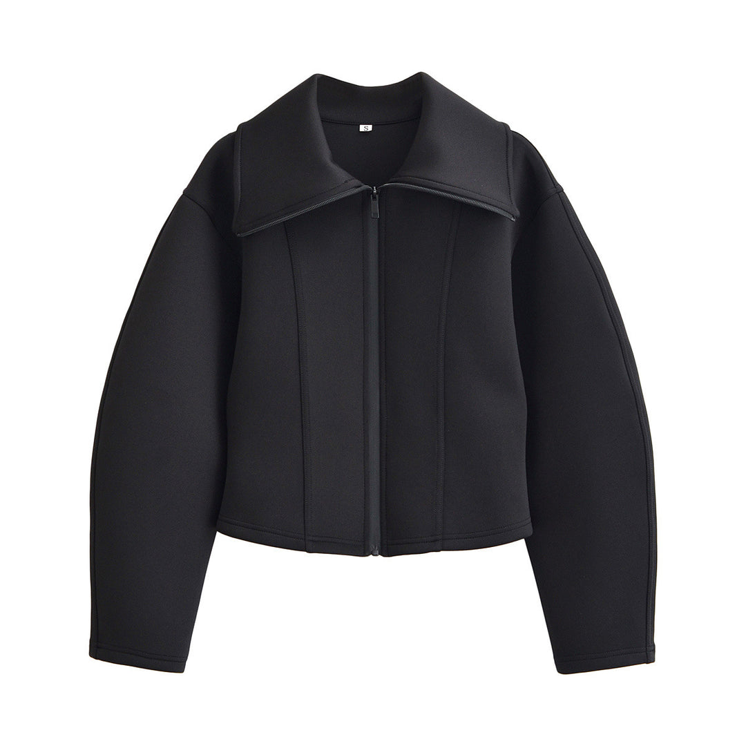 Damen geformte Neoprenjacke mit übergroßem Kragen und taillierter Cropped-Silhouette Echo Archiv