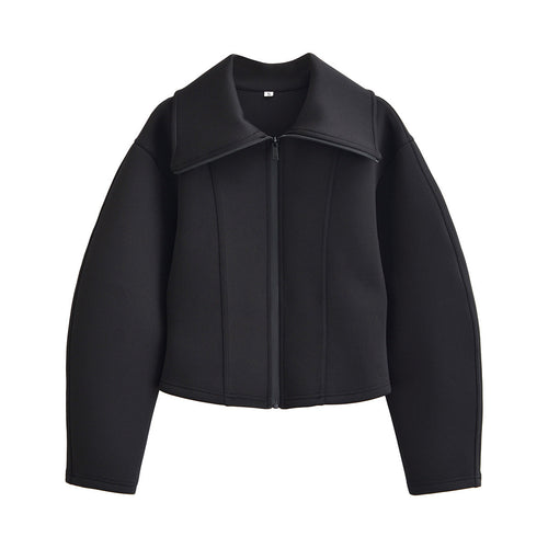 Damen geformte Neoprenjacke mit übergroßem Kragen und taillierter Cropped-Silhouette Echo Archiv
