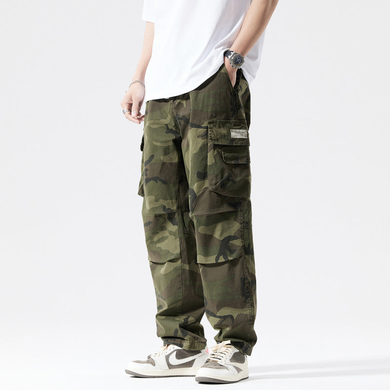 Herren Locker geschnittene Mehrfach-Taschen Cargohose mit Kordelzug und Camouflage-Muster Echo Archiv