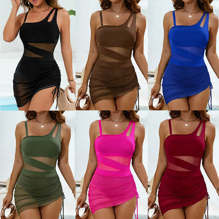 Damen einteiliger Badeanzug mit femininen Cut-Outs und modischer Raffung Echo Archiv