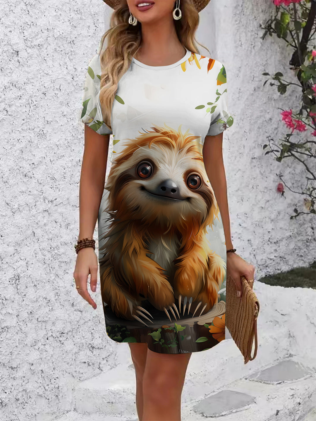 Damen T-Shirt Kleid mit floralem Design und bequemem Schnitt Echo Archiv