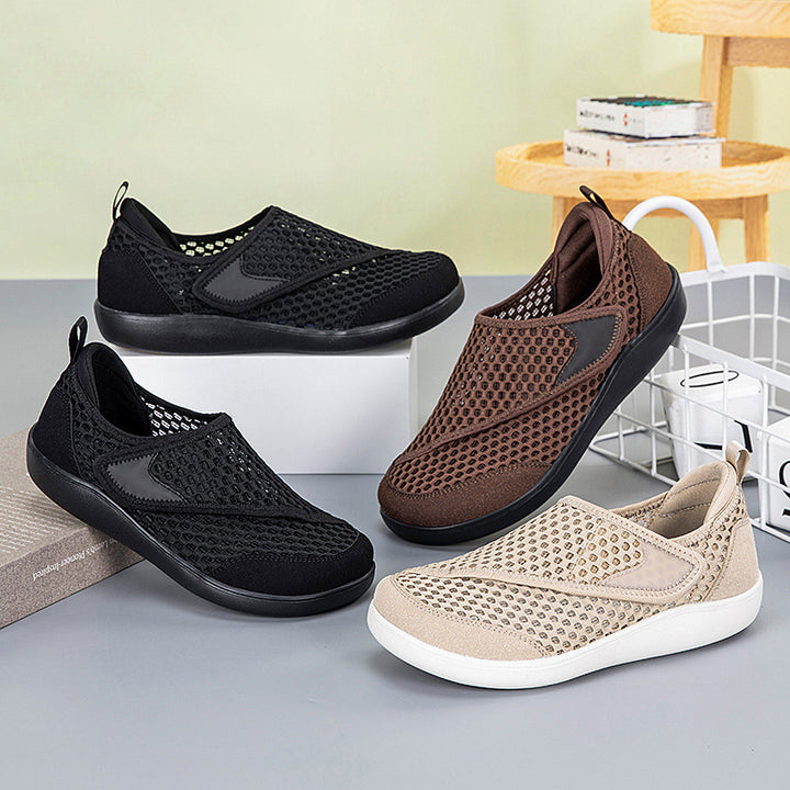 Unisex nan atmungsaktiver Netz-Slipper mit verstellbarem Klettverschluss und viskoelastischem Fußbett Echo Archiv