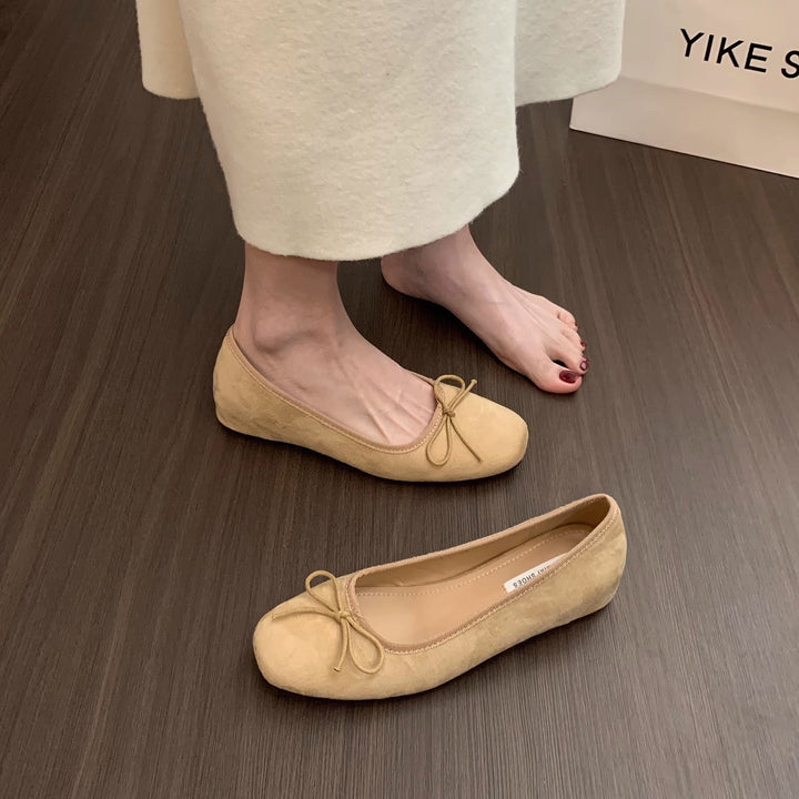 Damen Ballerinas aus hochwertigem Wildleder mit dekorativer Schleife Echoarchiv
