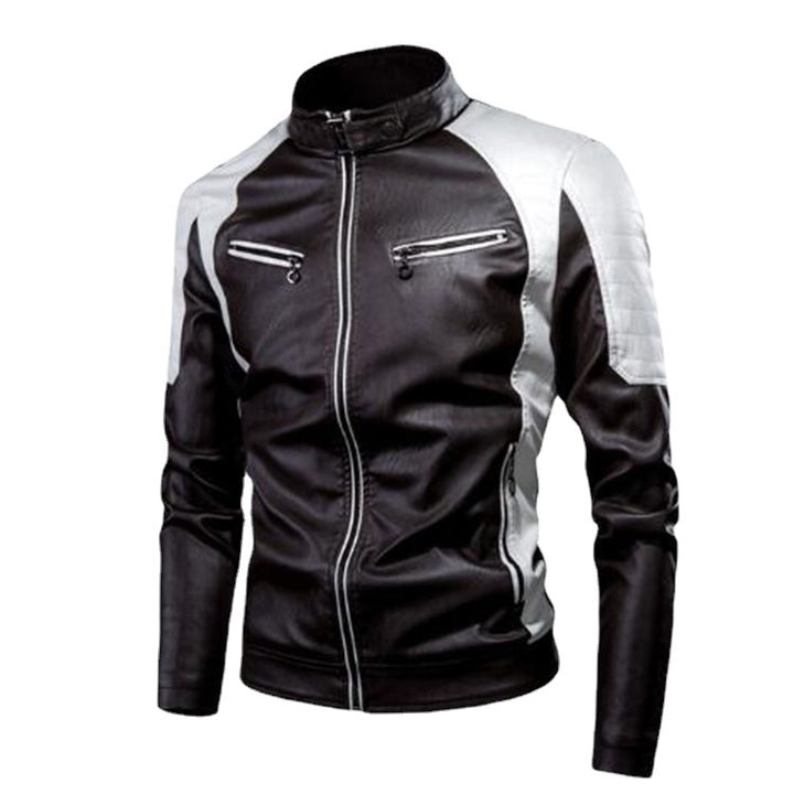 Herren Kunstleder-Pilotenblouson im Rennsportstil mit gesteppter Schulterpartie – Taviero