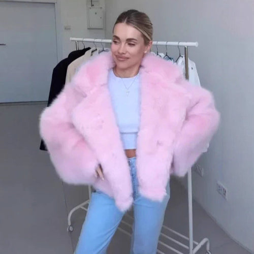 Damen Cropped Kunstpelz-Bomber mit voluminösem Hochflor Echo Archiv