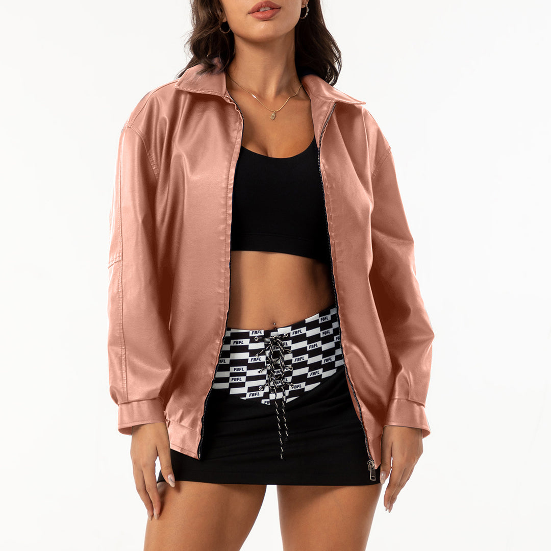 Damen nan leichte Satin Bomberjacke mit Reißverschluss und lockerer Passform Echo Archiv