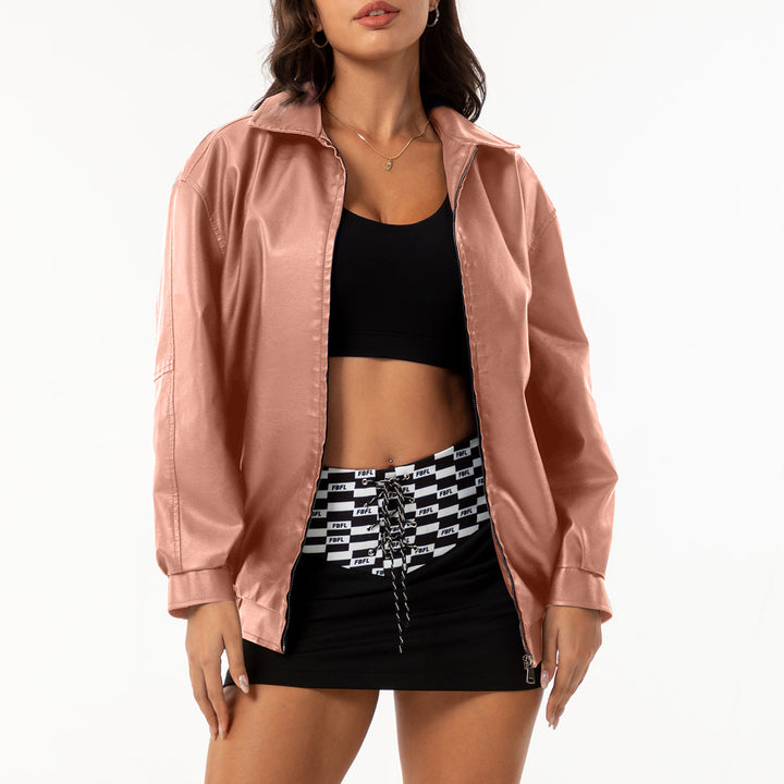 Damen nan leichte Satin Bomberjacke mit Reißverschluss und lockerer Passform Echo Archiv