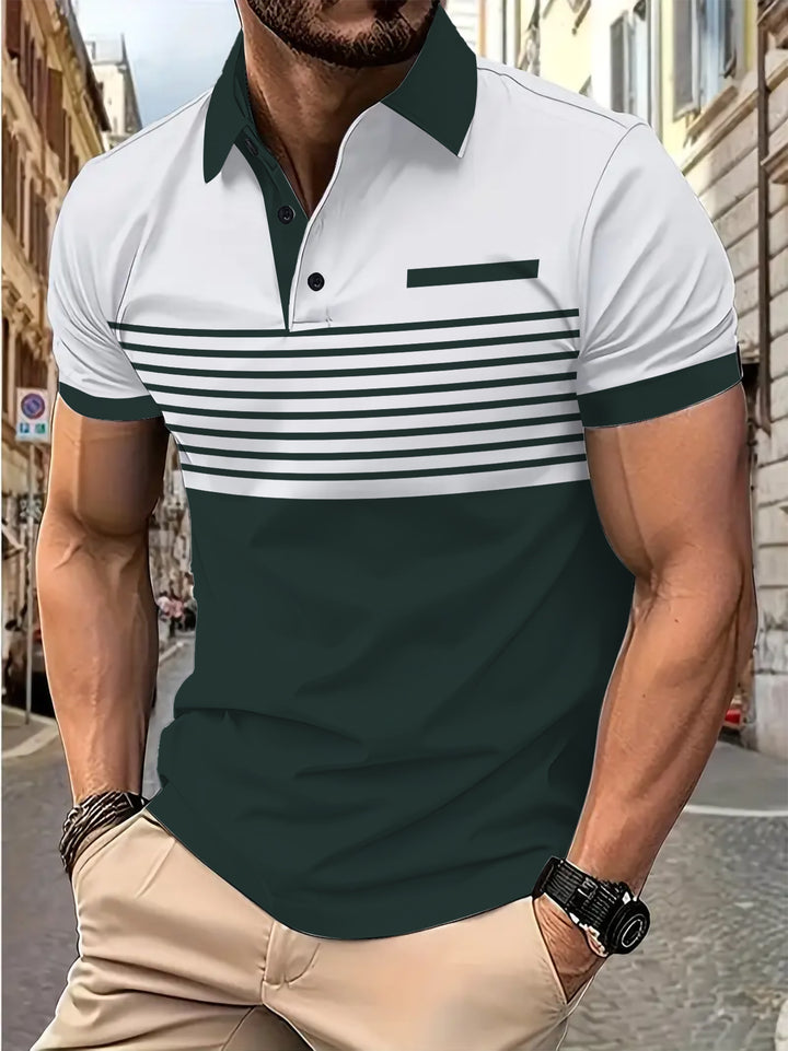 Herren Poloshirt mit modernem Streifendesign und stilvollen Akzenten Echoarchiv