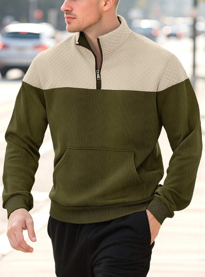Herren Sportlicher Stehkragenpullover mit Struktur Echoarchiv
