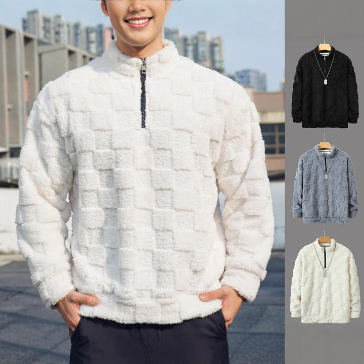 Herren kuscheliger Fleece-Pullover mit Stehkragen und Reißverschluss Echoarchiv