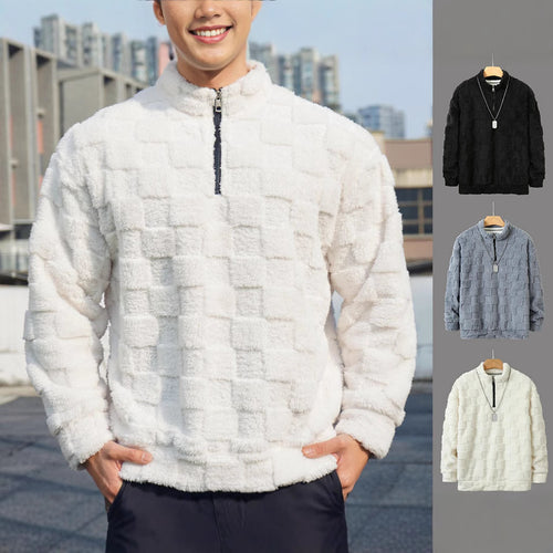 Herren kuscheliger Fleece-Pullover mit Stehkragen und Reißverschluss Echoarchiv