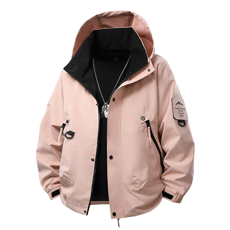 Herren Wasserabweisende Kapuzen‑Utility‑Jacke mit Multitaschen, Kordelzug und Reißverschluss Echoarchiv