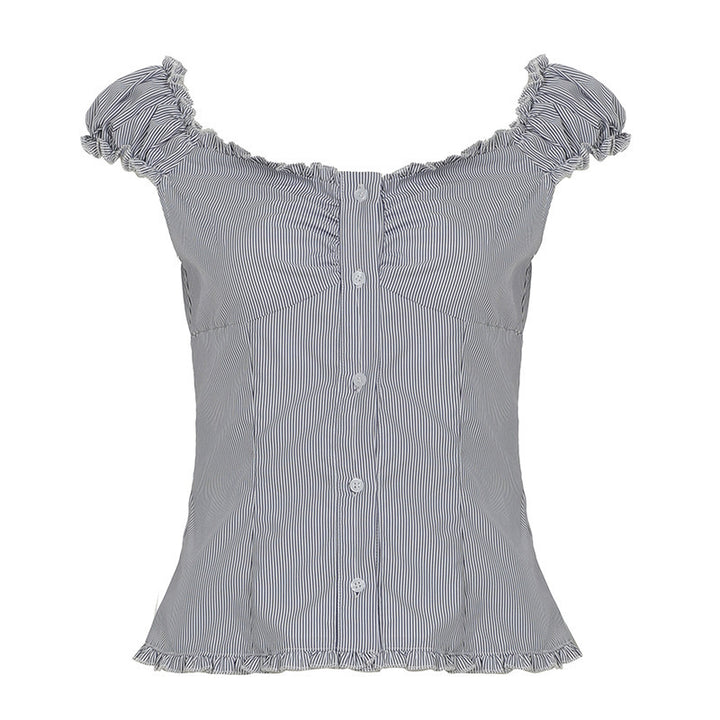 Damen Blusenoberteil mit Rüschendetails und eleganten Streifen Echo Archiv