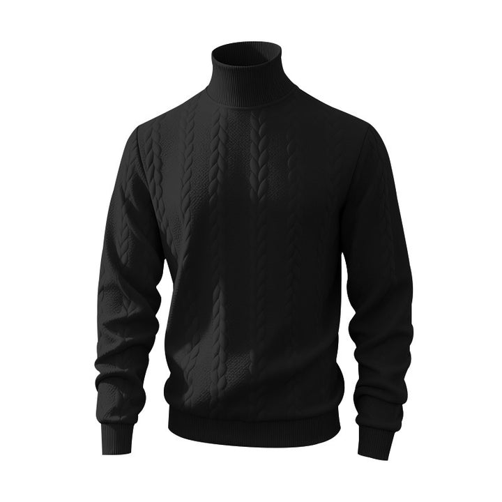 Herren Strickpullover mit Stehkragen und Zopfmuster Echoarchiv