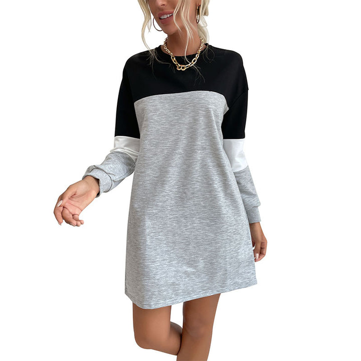 Damen Colorblock-Sweatkleid mit Rundhalsausschnitt und legerer Passform – Élara