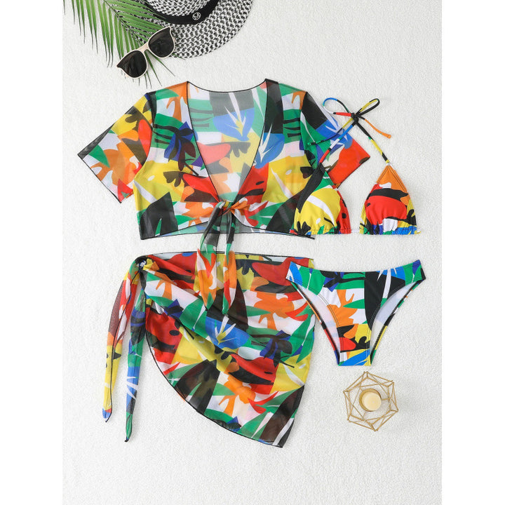 Damen Bikiniset mit leicht transparenter Wickelbluse und verstellbaren Trägern Echo Archiv