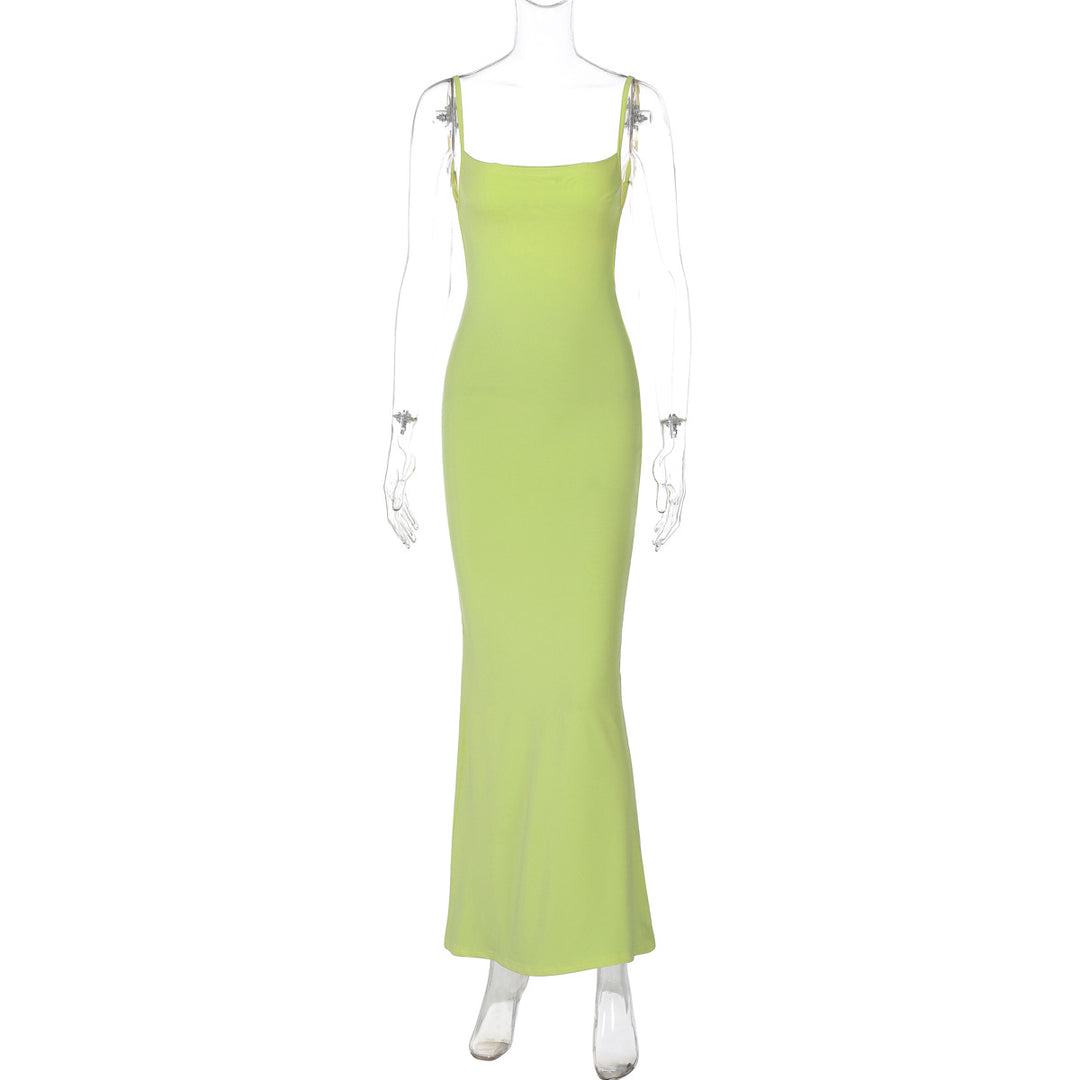 Damen Figurbetontes Langkleid mit schmalen Spaghetti-Trägern Echo Archiv