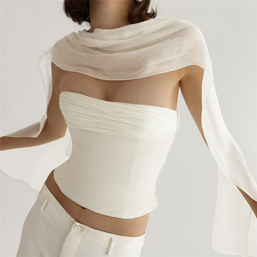Damen Bandeau-Top mit eleganter Chiffonüberwurf Echo Archiv