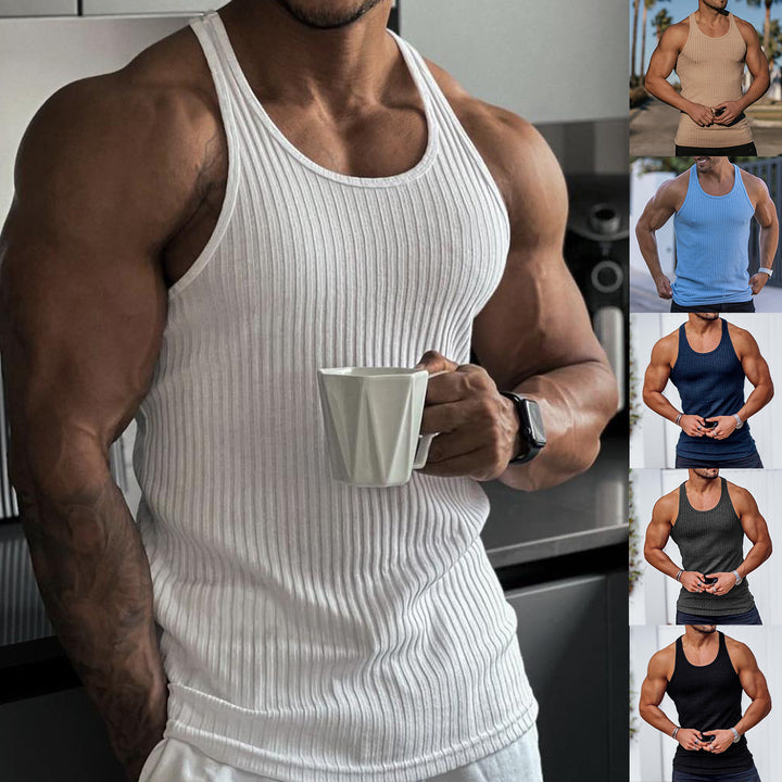 Herren nan geripptes Muskelshirt mit U-Ausschnitt und stretchigem Baumwollmix Echo Archiv