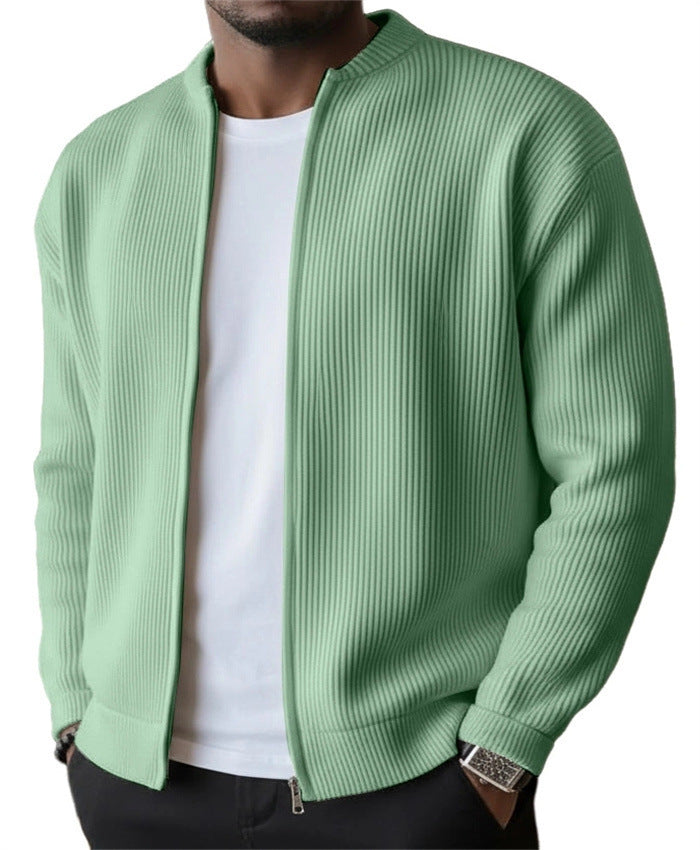Herren Rippstrick Bomber Cardigan mit vollem Reißverschluss EB