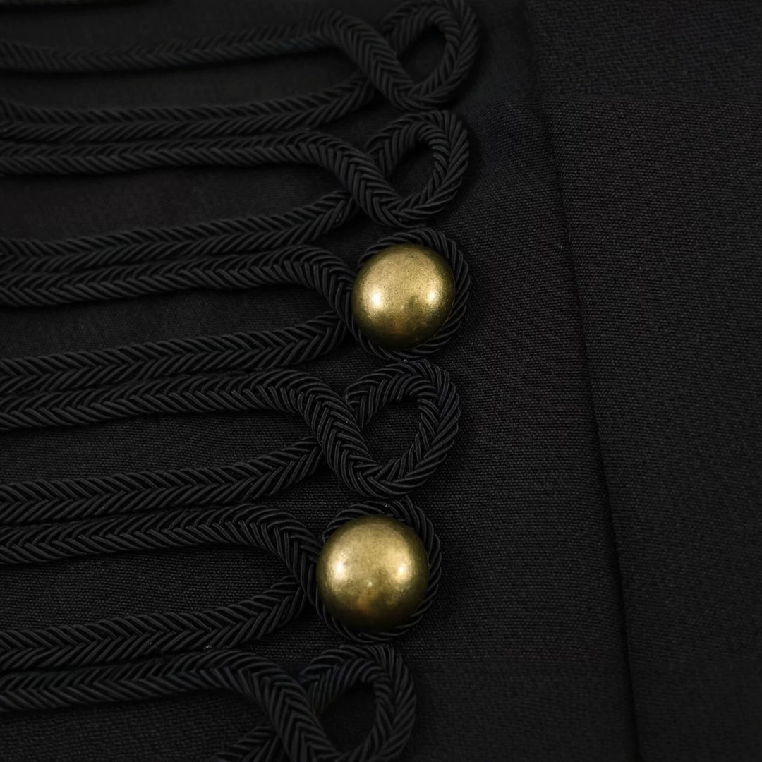 Damen militärinspirierte Cropped-Jacke mit Stehkragen und dekorativer Zierknopfpassé Echo Archiv