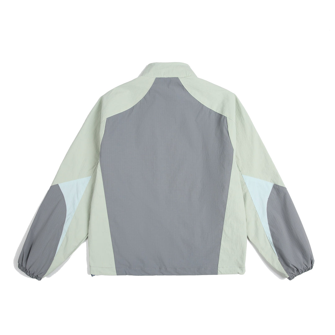 Unisex Leichte Windjacke mit hohem Kragen, Farbmix‑Paneelen und verstellbarem Saum Echoarchiv